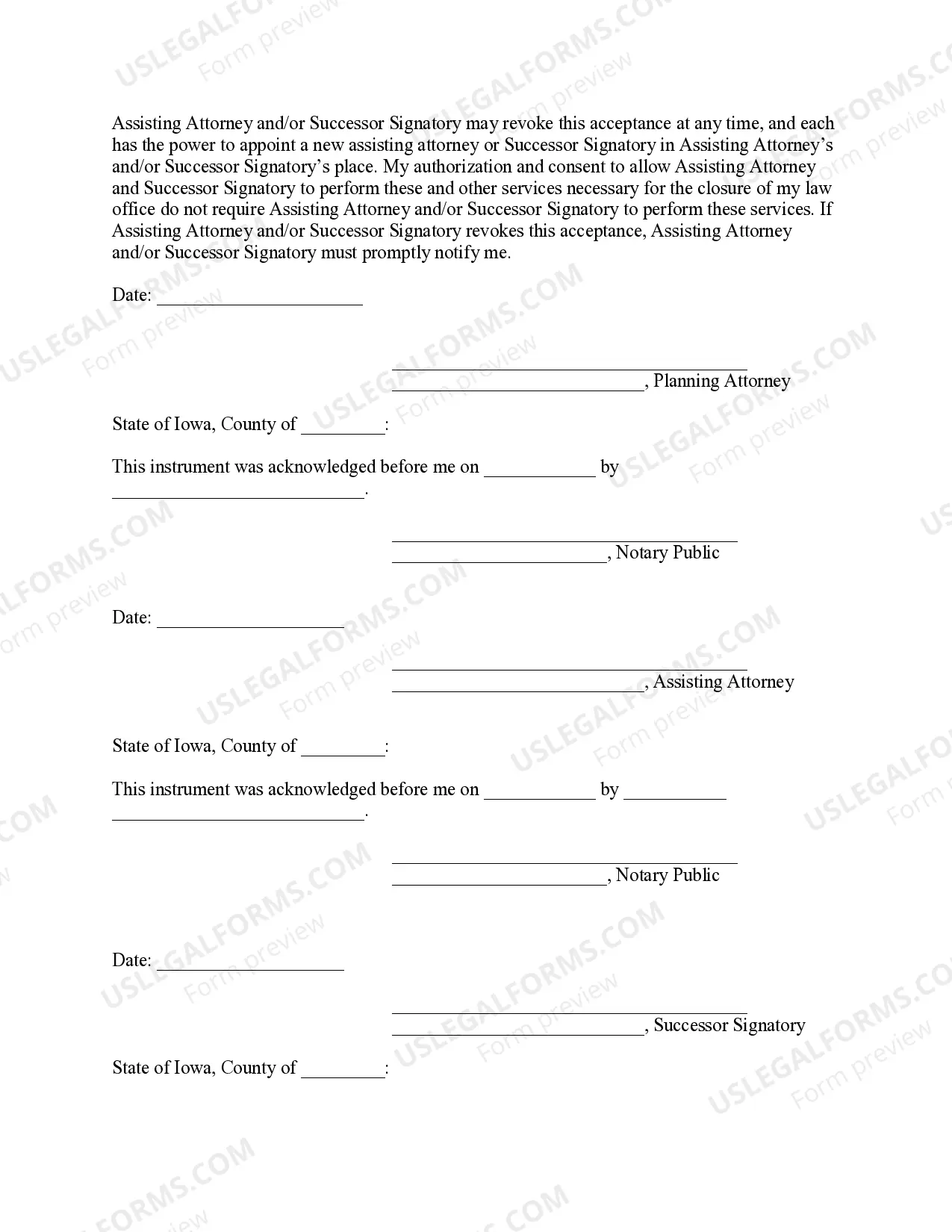 Preview Consent and Agreement to Close Law Office