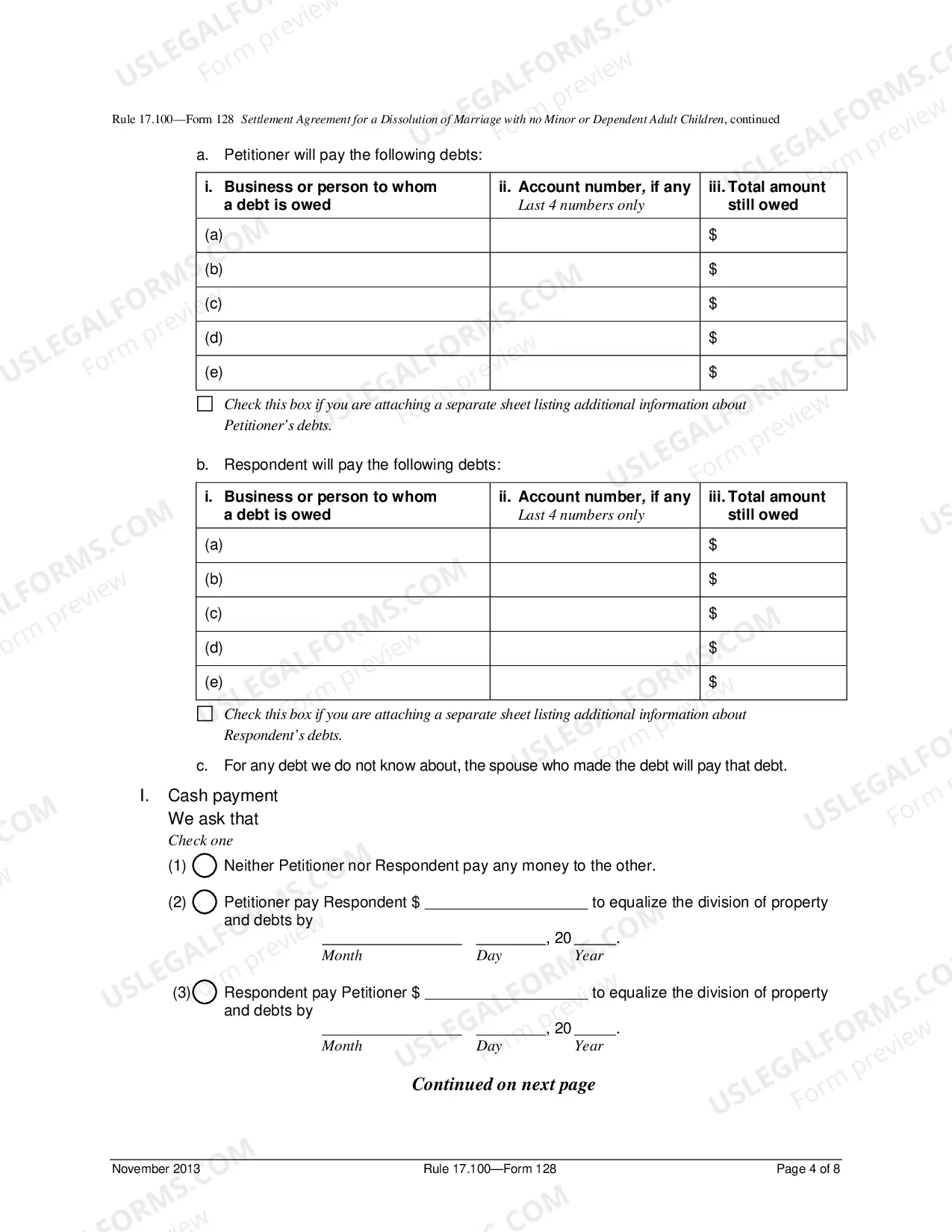 Preview Legal Separation and Property Settlement Agreement - Adult Children
