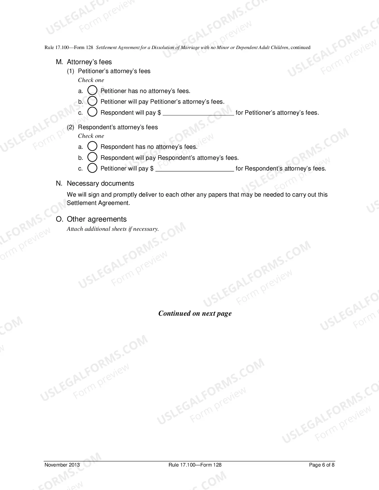 Preview Legal Separation and Property Settlement Agreement - Adult Children