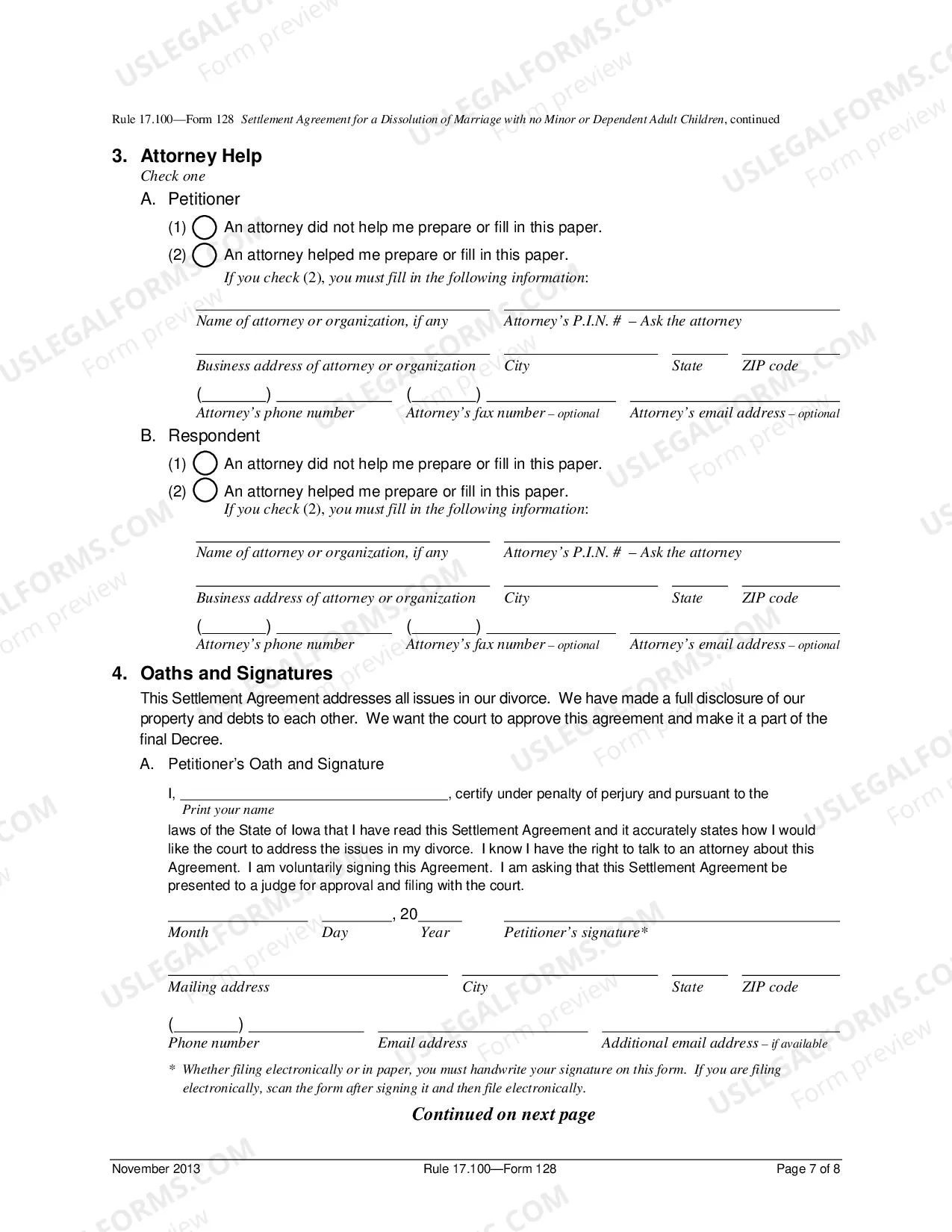 Preview Legal Separation and Property Settlement Agreement - Adult Children