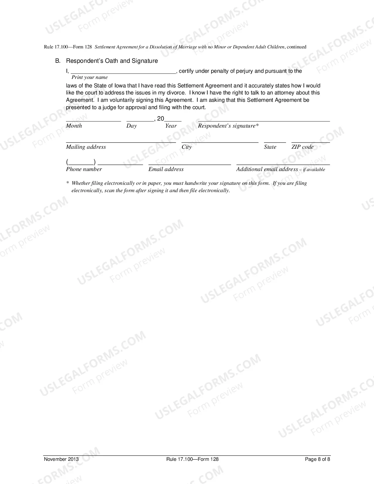 Preview Legal Separation and Property Settlement Agreement - Adult Children