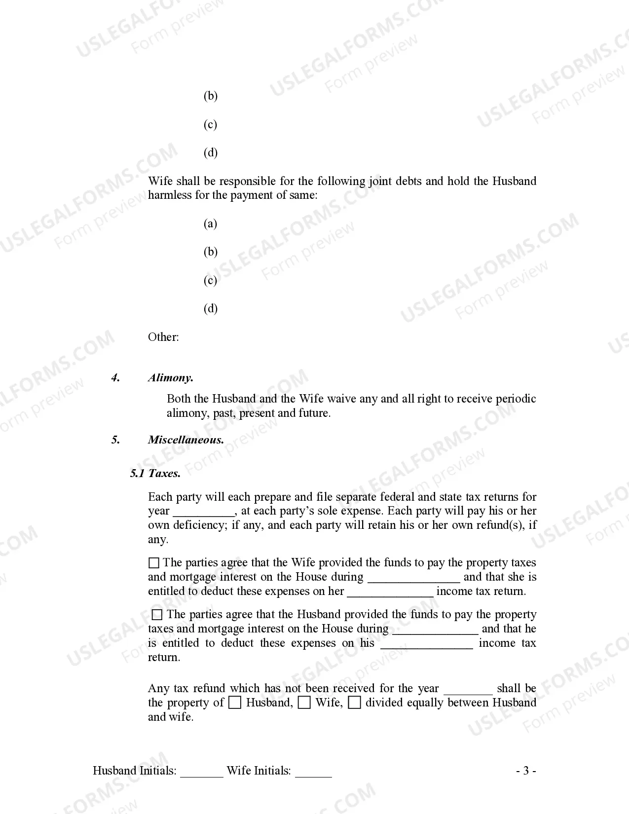 Preview Legal Separation and Property Settlement Agreement - No Children