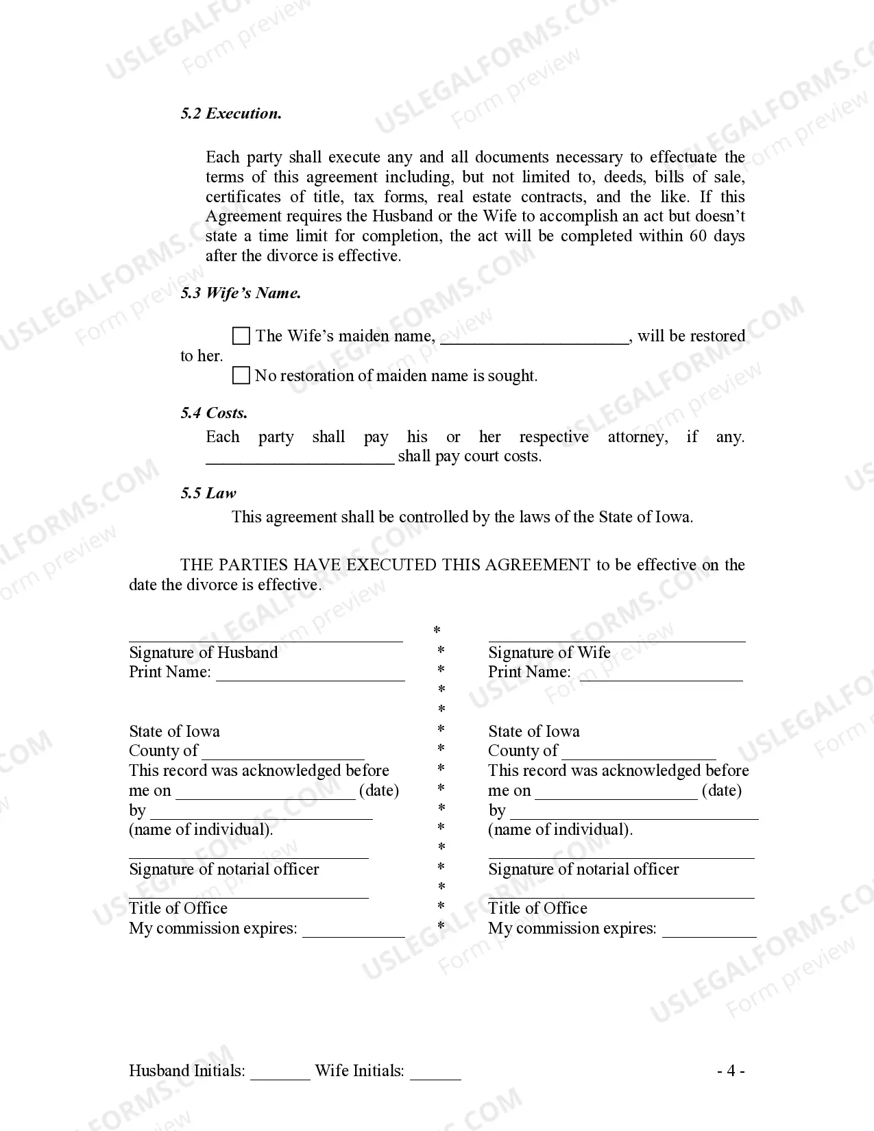 Preview Legal Separation and Property Settlement Agreement - No Children