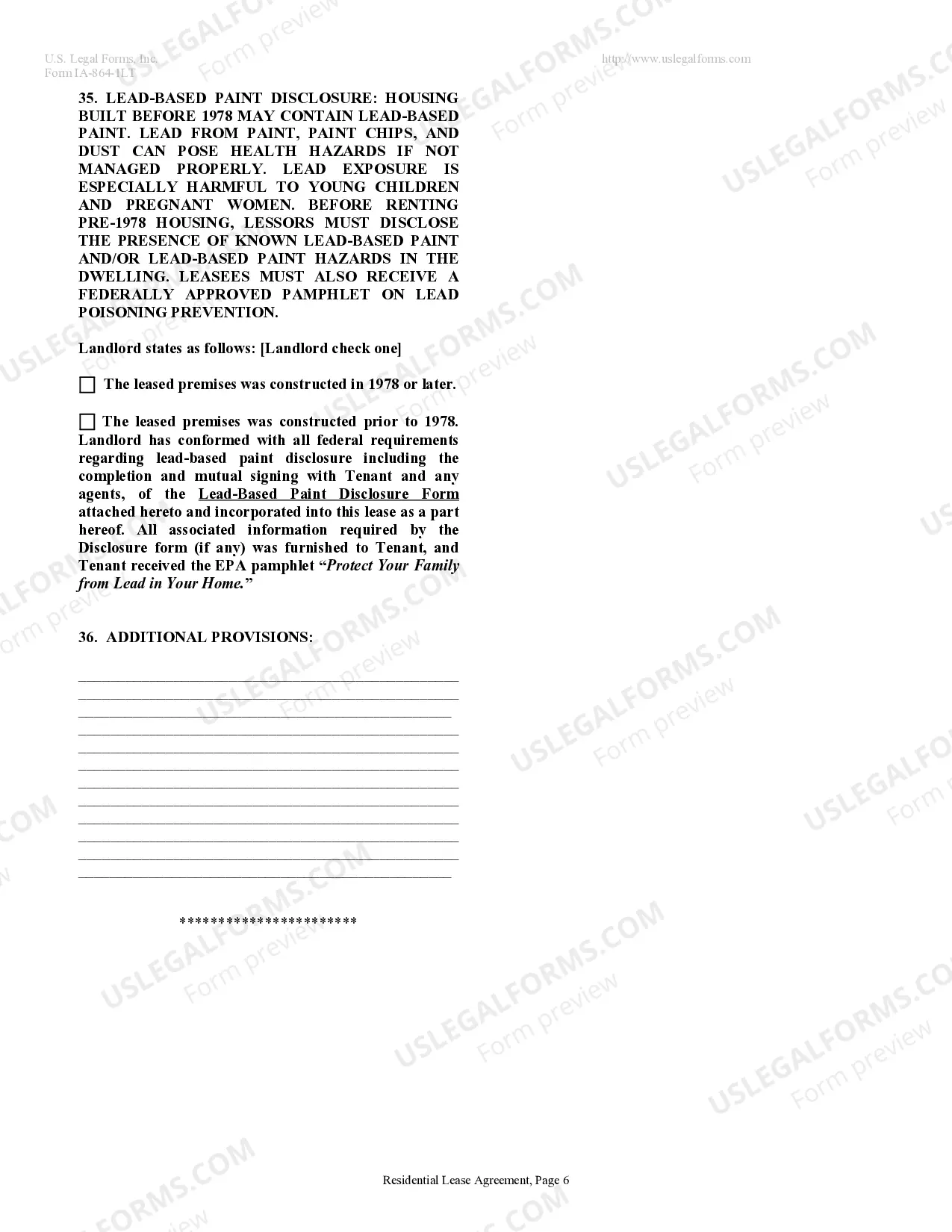 Preview Residential Lease or Rental Agreement for Month to Month