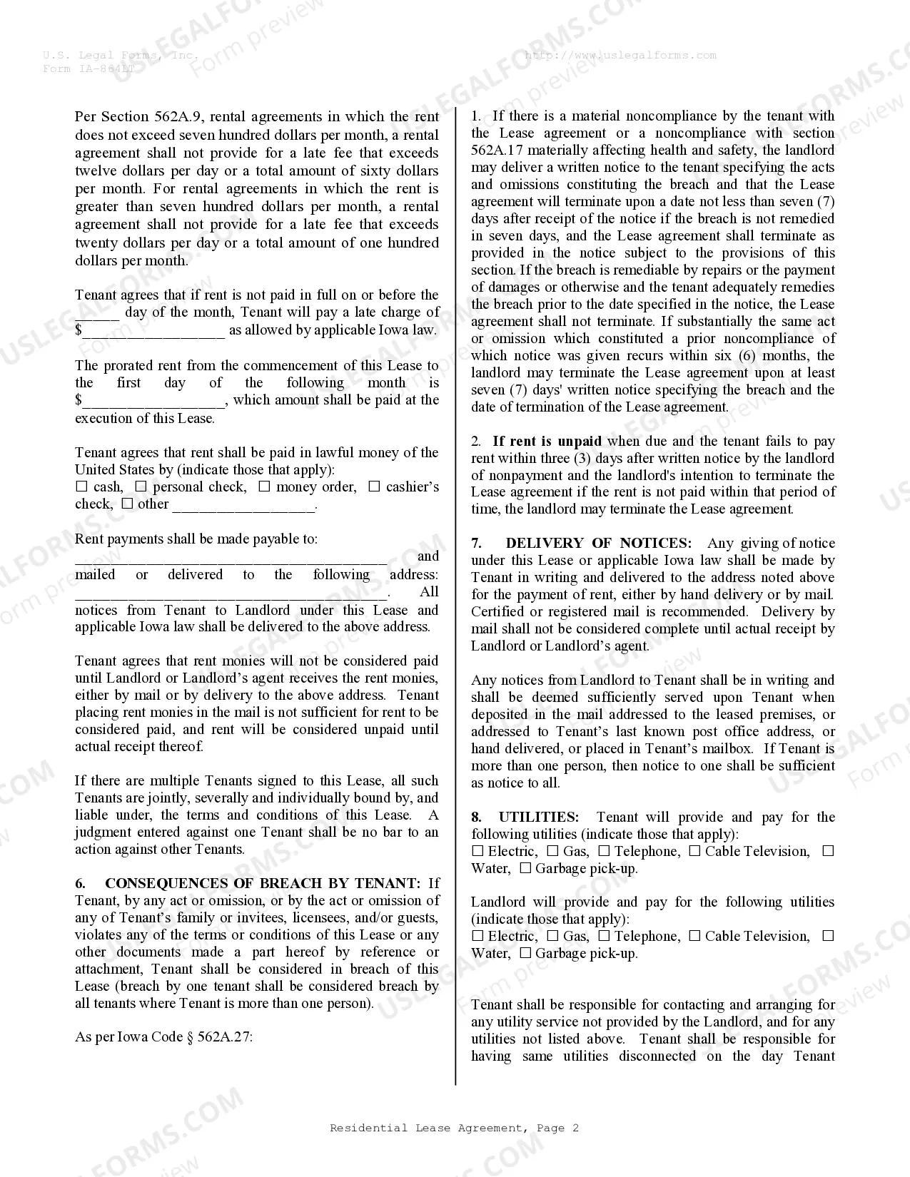 Preview Residential Rental Lease Agreement