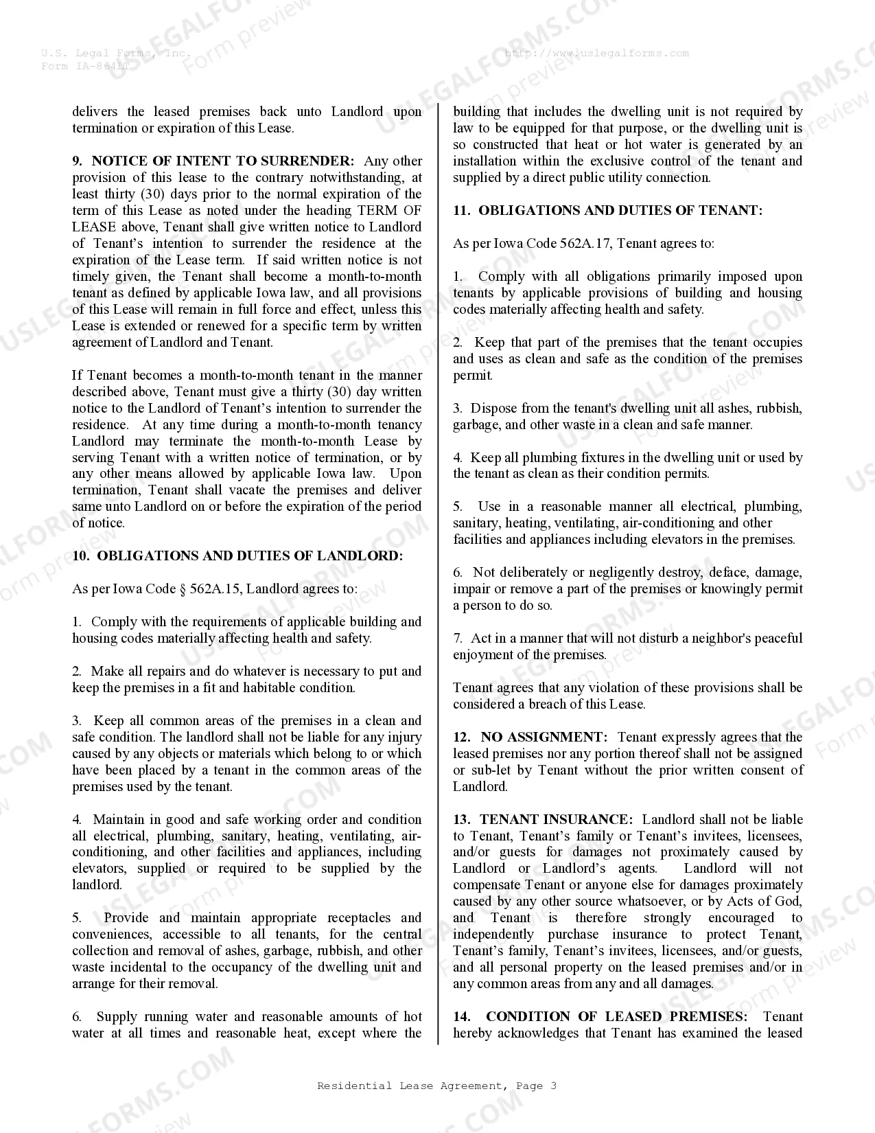 Preview Residential Rental Lease Agreement