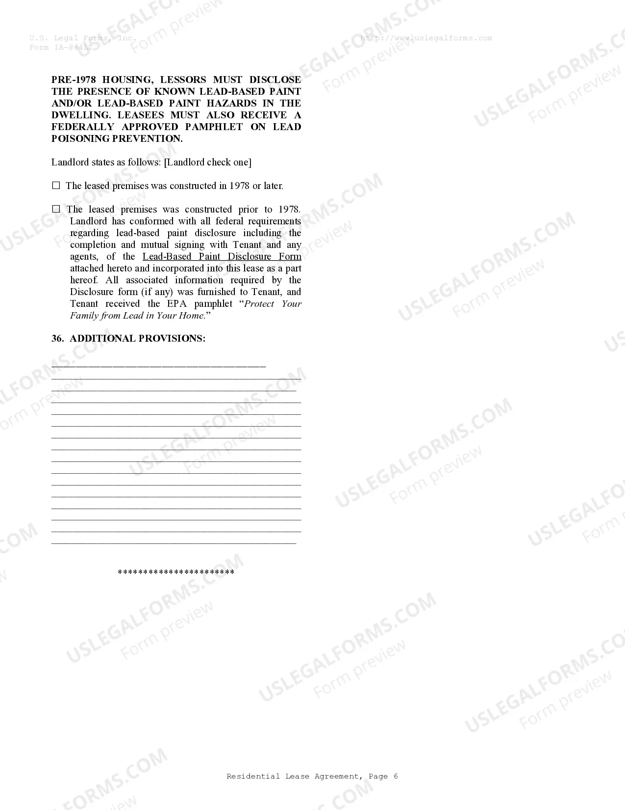 Preview Residential Rental Lease Agreement
