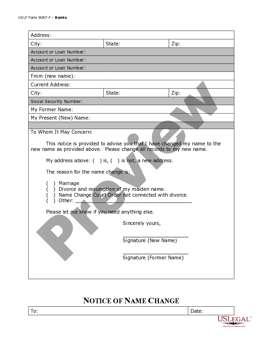 Preview Name Change Notification Package for Brides, Court Ordered Name Change, Divorced, Marriage