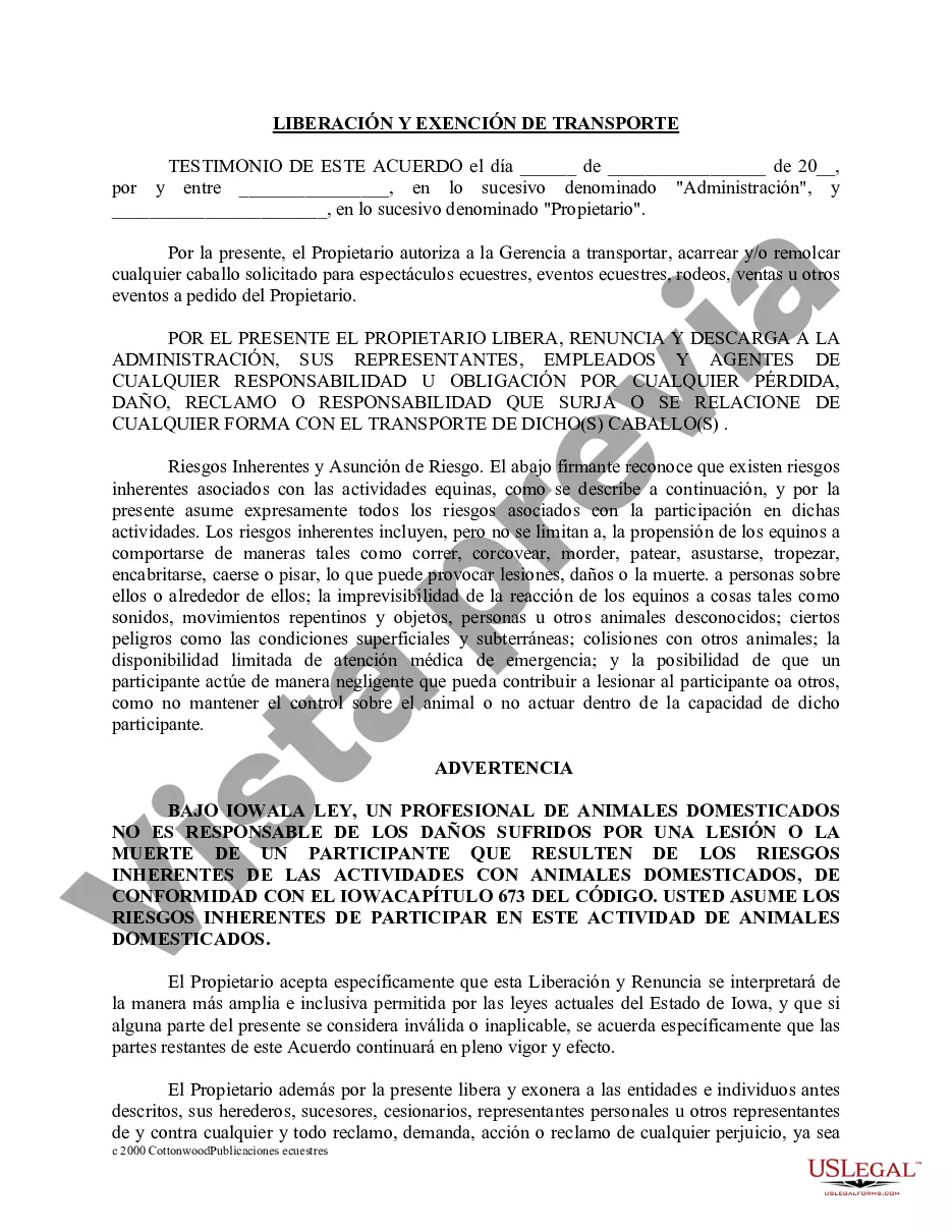 Preview Paquete de formularios equinos de caballos de Iowa