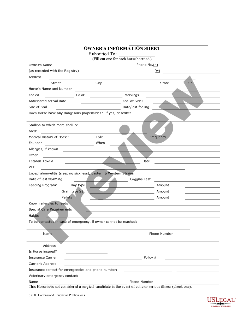page 7 Iowa Horse Equine Forms Package preview