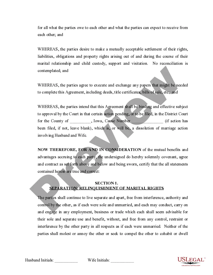 Preview Marital Legal Separation and Property Settlement Agreement Minor Children Parties May have Joint Property or Debts where Divorce Action Filed