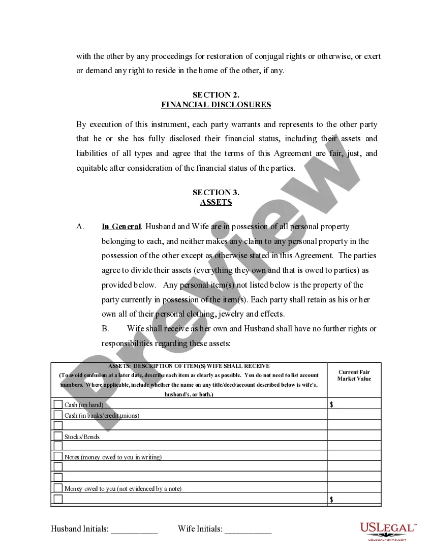 Preview Marital Legal Separation and Property Settlement Agreement Minor Children Parties May have Joint Property or Debts where Divorce Action Filed