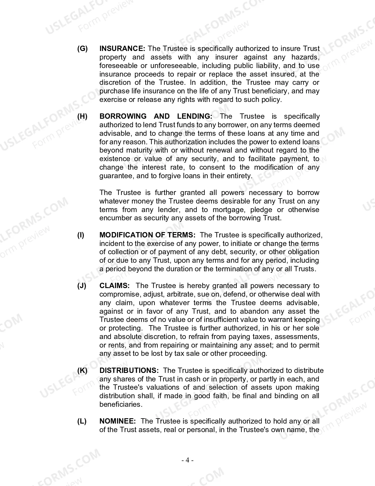 Preview Revocable Living Trust for Husband and Wife with No Children