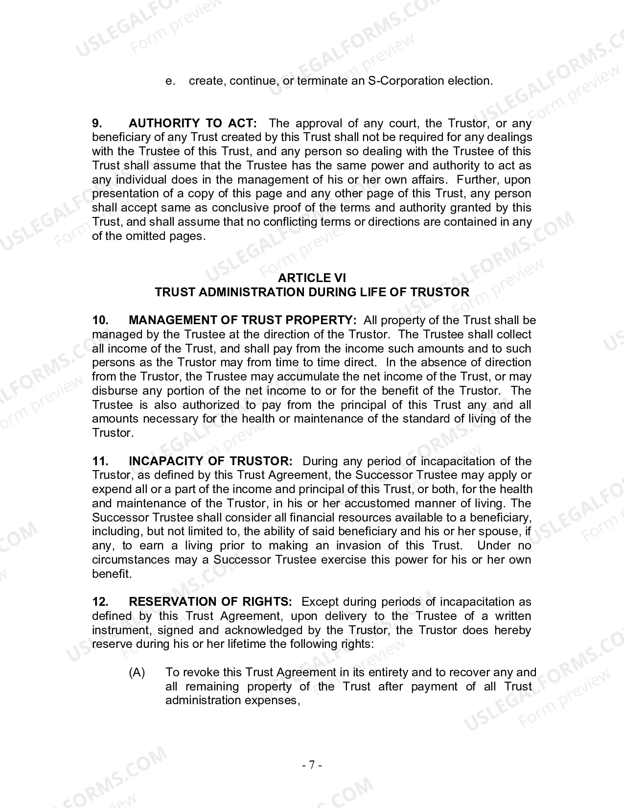 Preview Revocable Living Trust for Husband and Wife with No Children