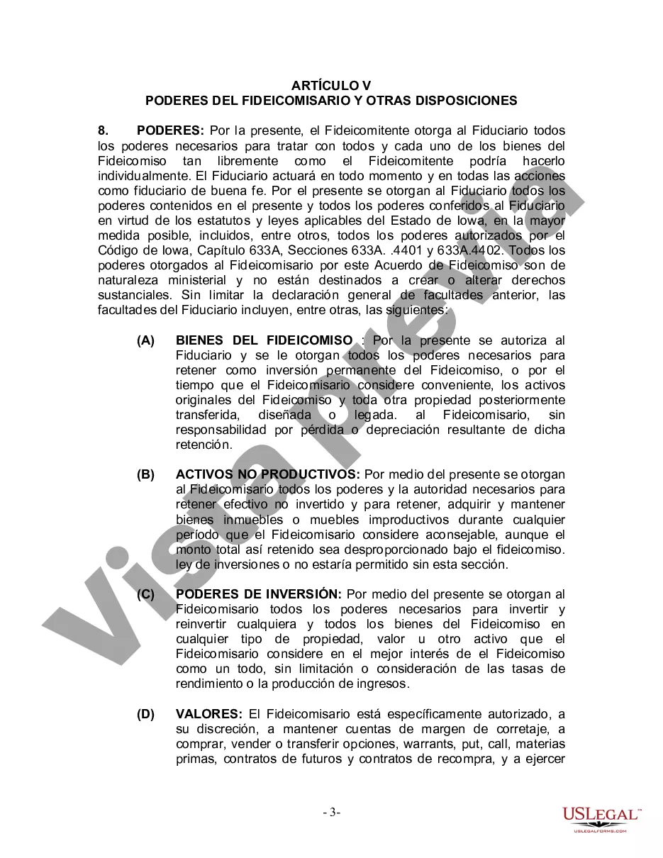 Preview Fideicomiso en vida para una persona soltera, divorciada o viuda (o viudo) con hijos