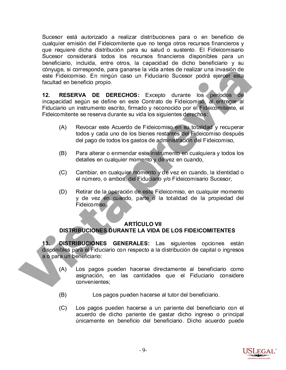 Preview Fideicomiso en vida para esposo y esposa con un hijo