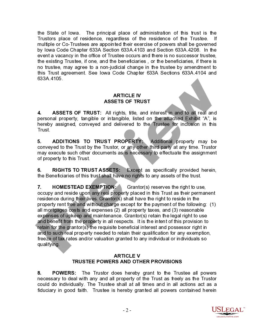 Preview Living Trust for Husband and Wife with Minor and or Adult Children