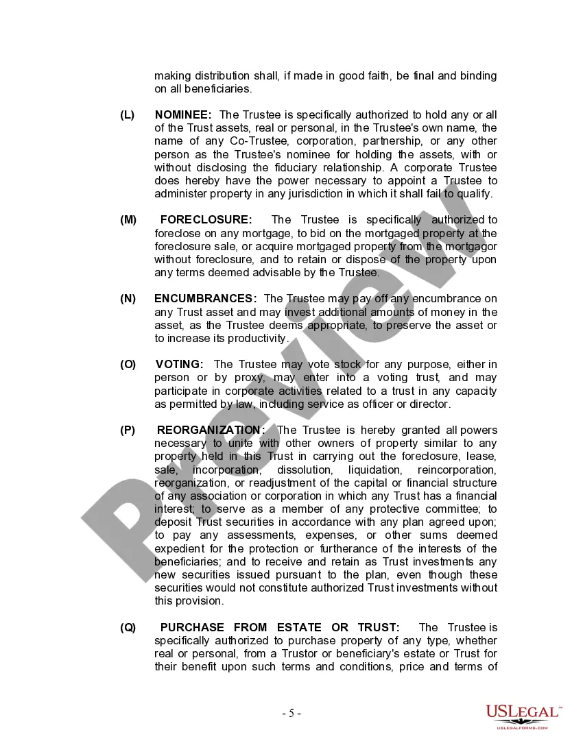 Preview Living Trust for Husband and Wife with Minor and or Adult Children