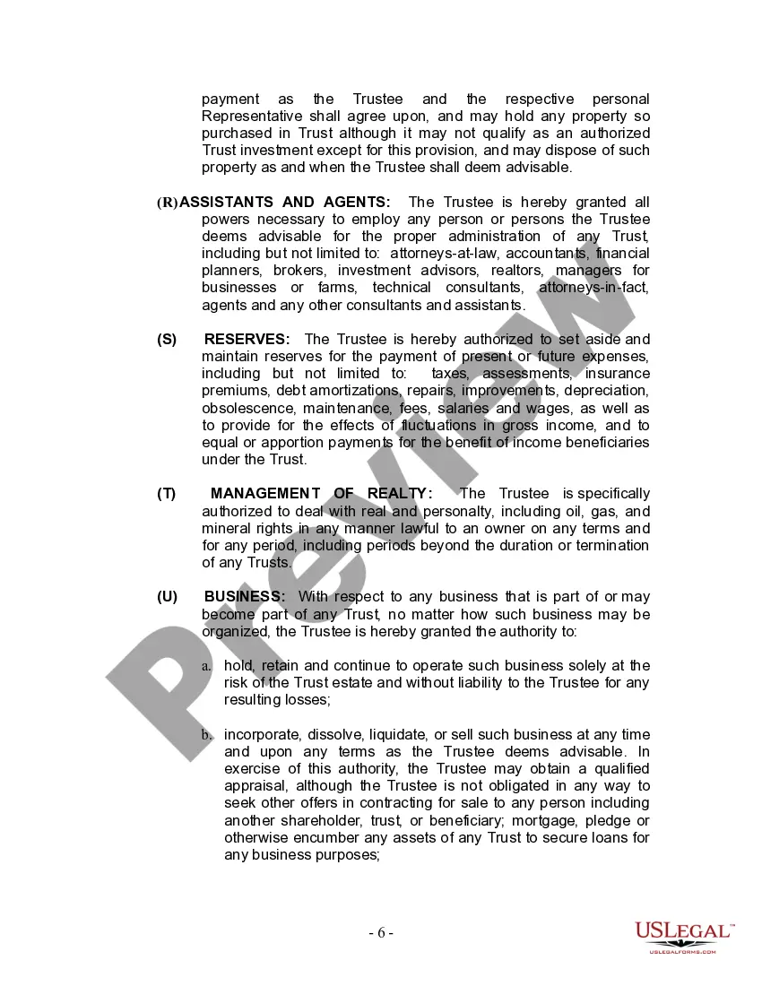 Preview Living Trust for Husband and Wife with Minor and or Adult Children