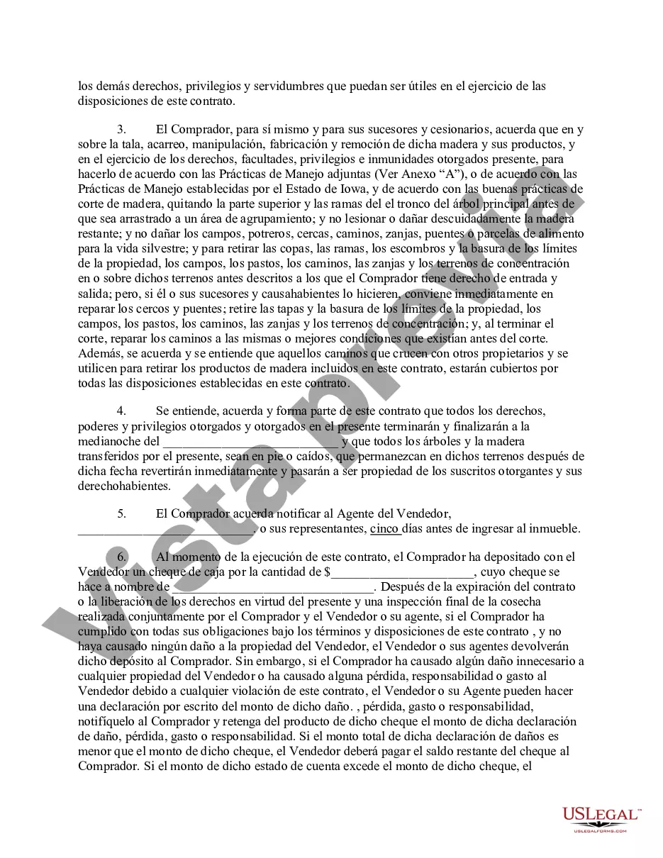 Preview Contrato de venta de madera de Iowa