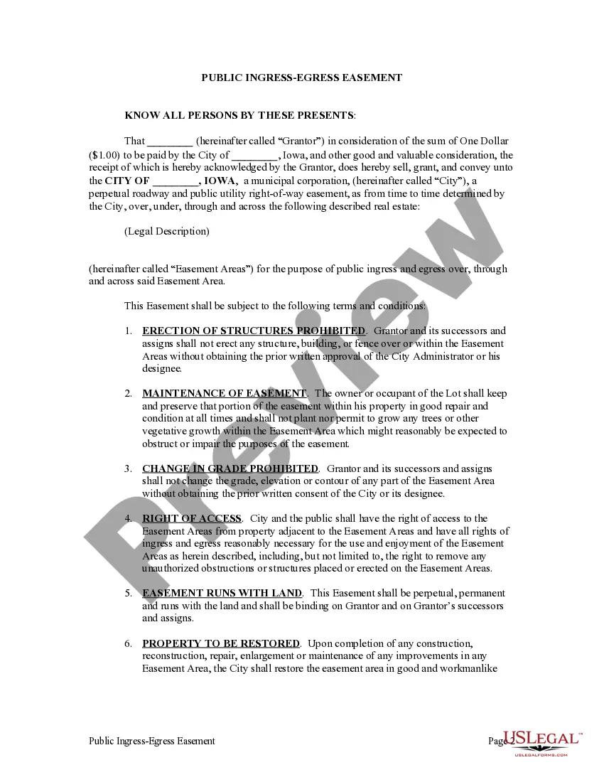 Preview Public Ingress-Egress Easement