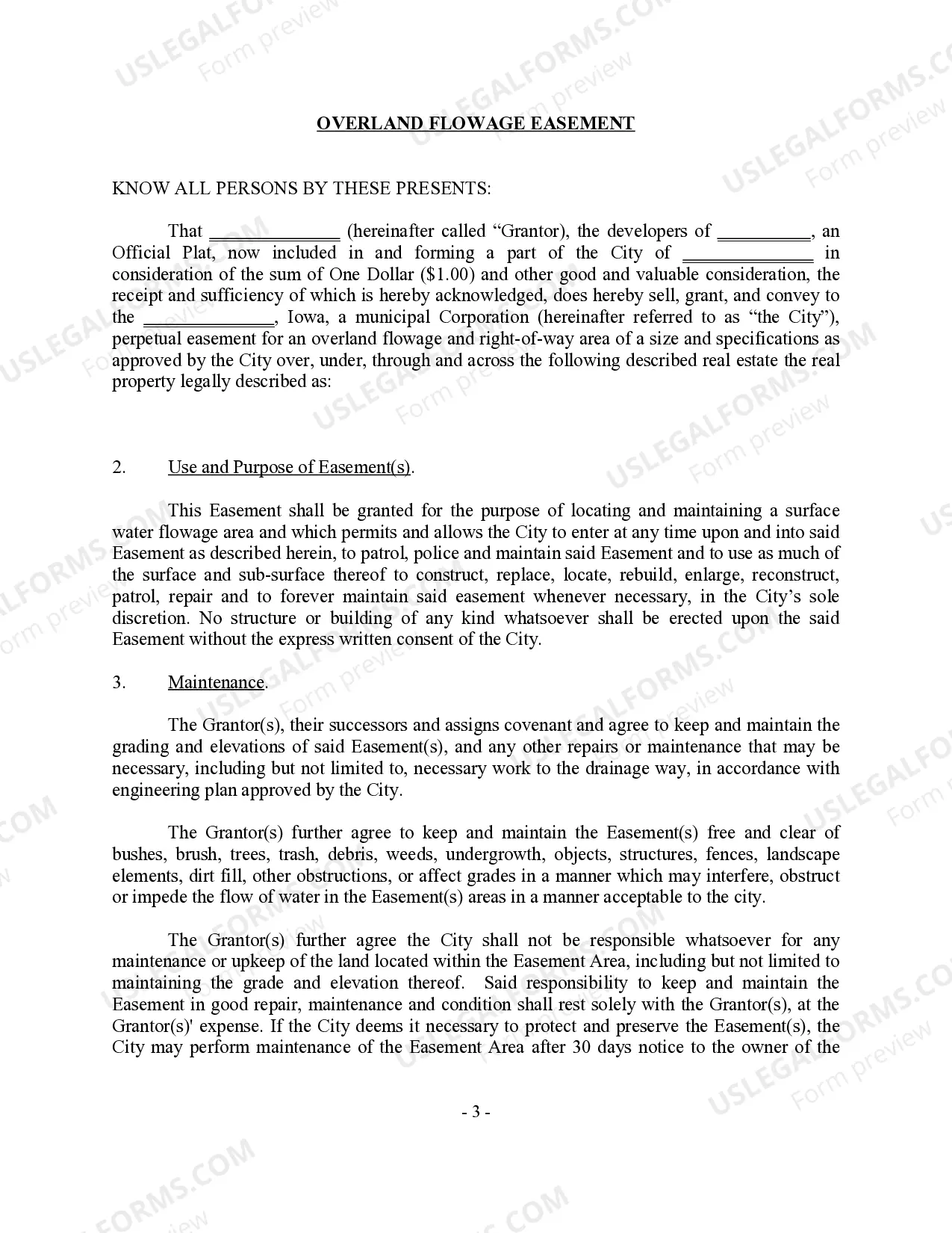 Preview Overland Flowage Easement