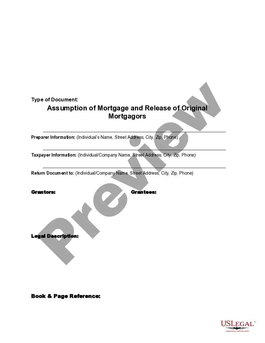 Preview Assumption Agreement of Mortgage and Release of Original Mortgagors