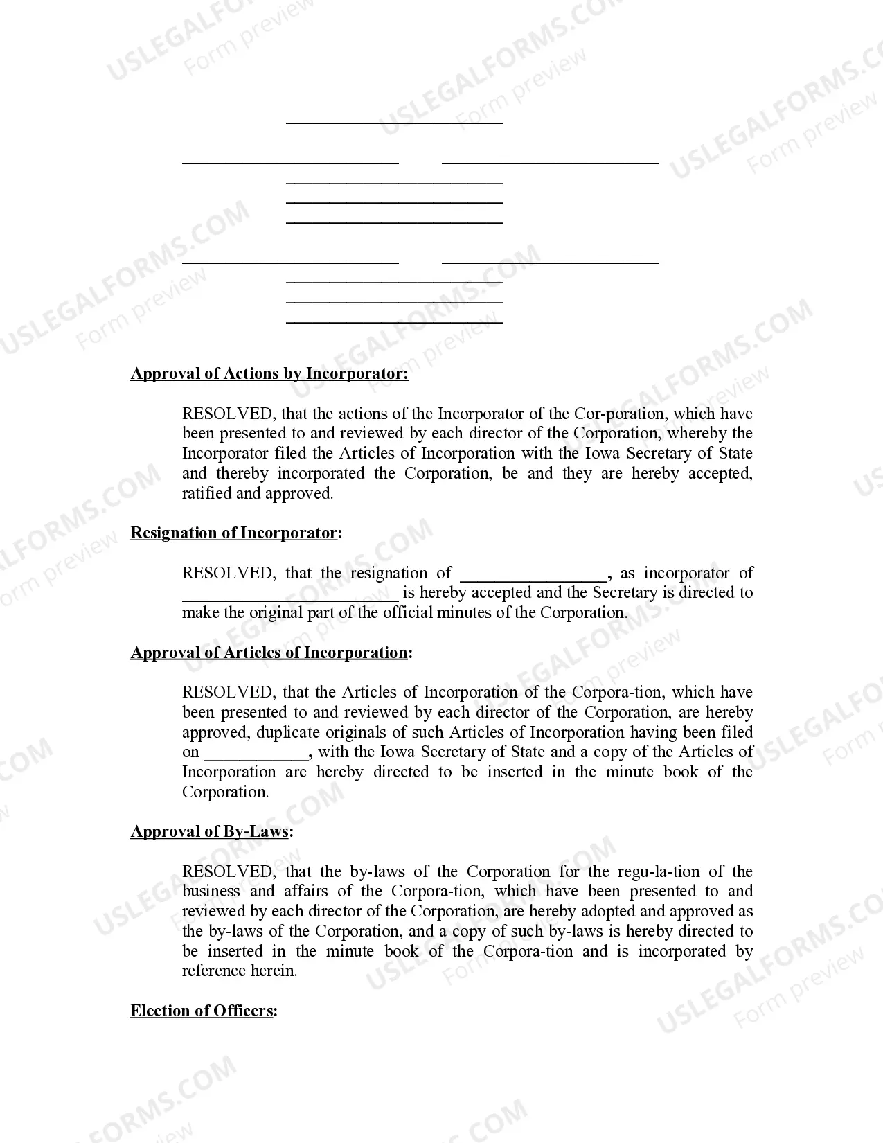 Preview Minutes for Organizational Meeting