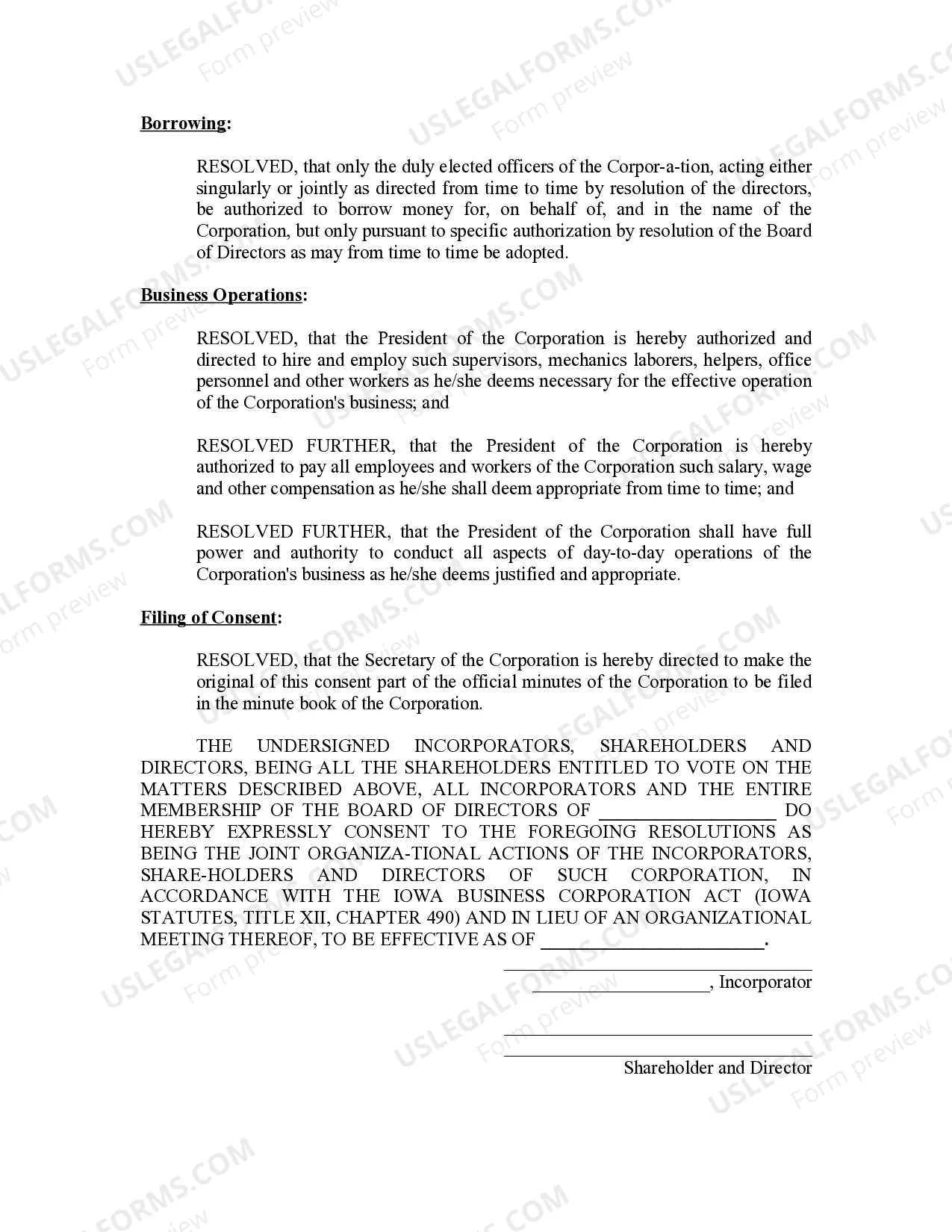 Preview Minutes for Organizational Meeting
