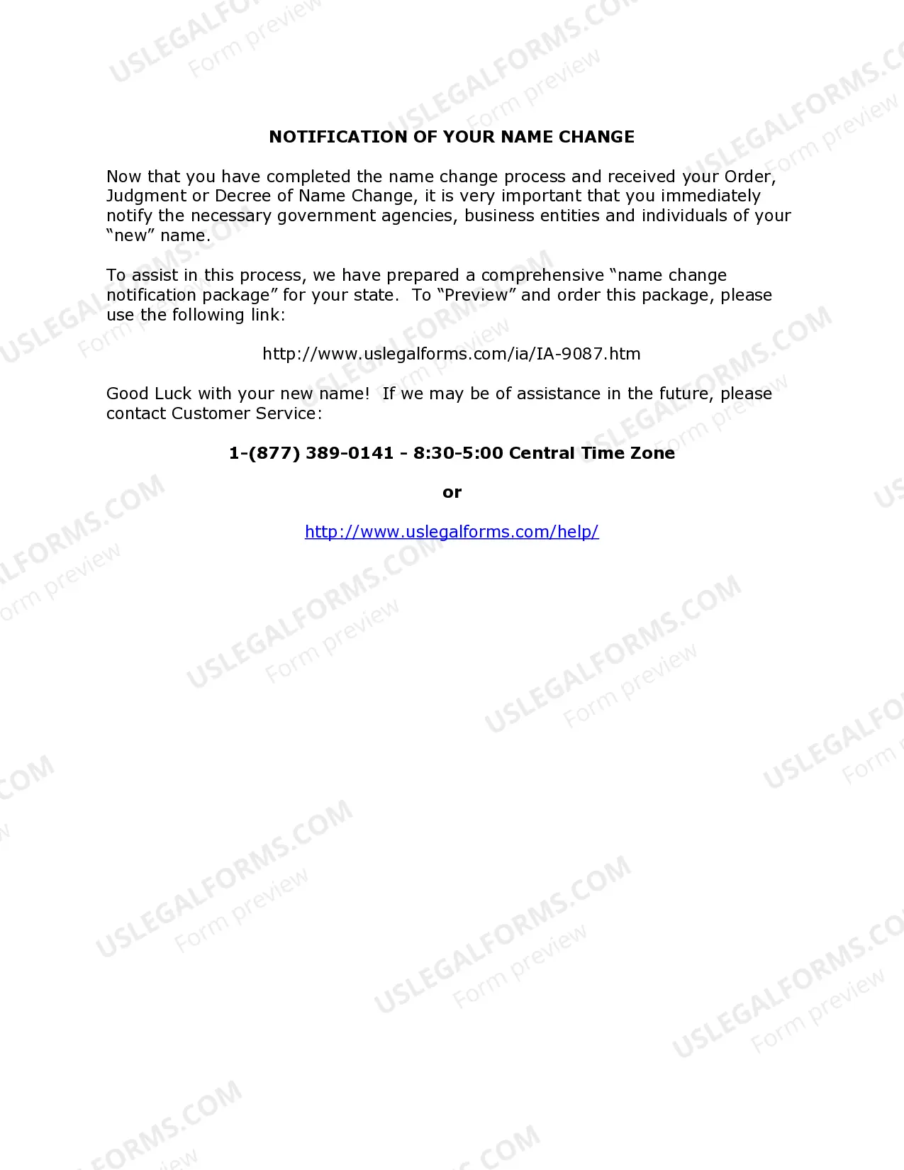 Preview Iowa Name Change Instructions and Forms Package for a Minor