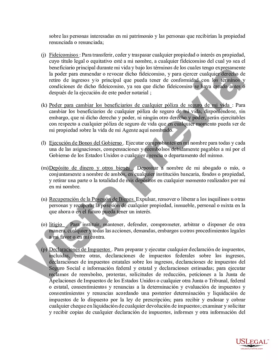 Preview Poder general duradero para la propiedad y las finanzas o efectivo financiero en caso de incapacidad