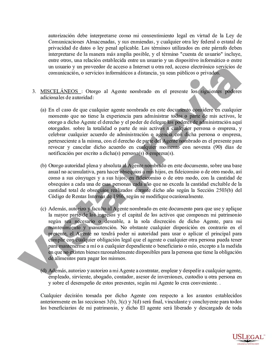 Preview Poder general duradero para la propiedad y las finanzas o efectivo financiero en caso de incapacidad
