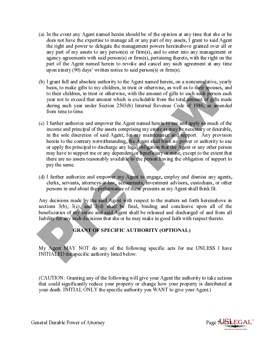 Preview General Durable Power of Attorney for Property and Finances or Financial Effective upon Disability