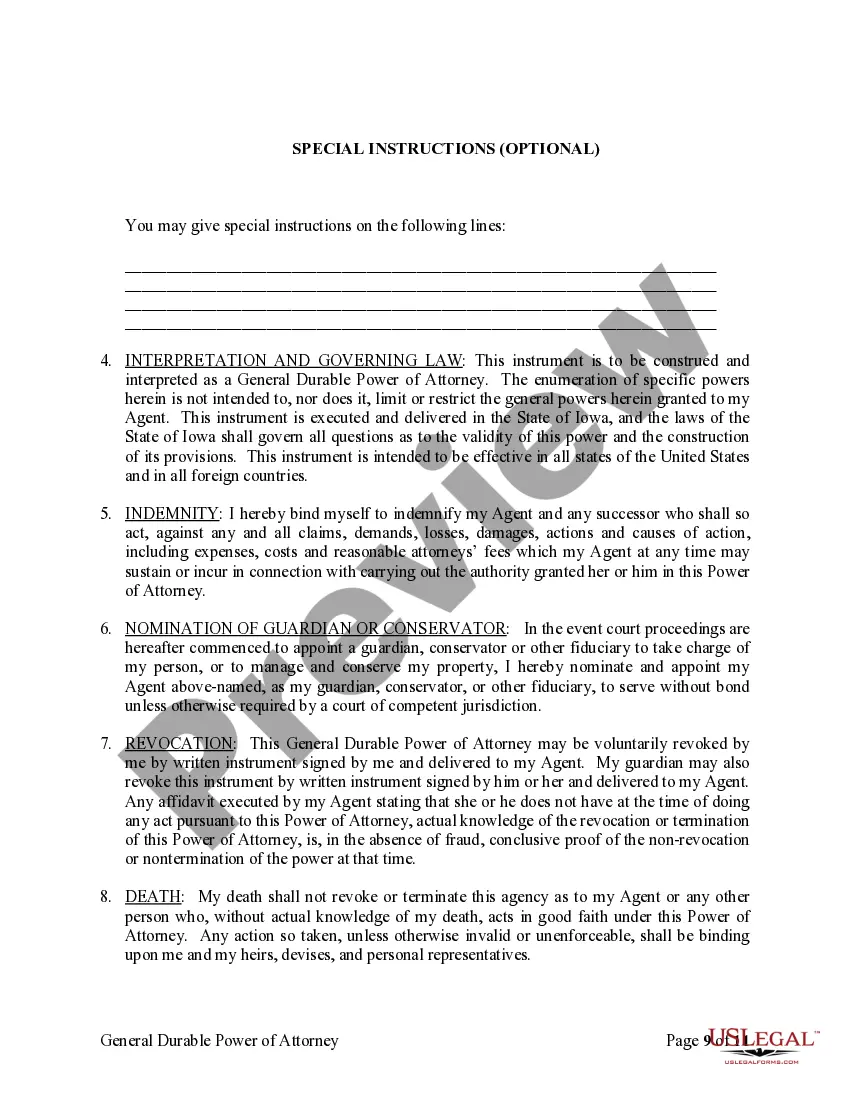 Preview General Durable Power of Attorney for Property and Finances or Financial Effective upon Disability