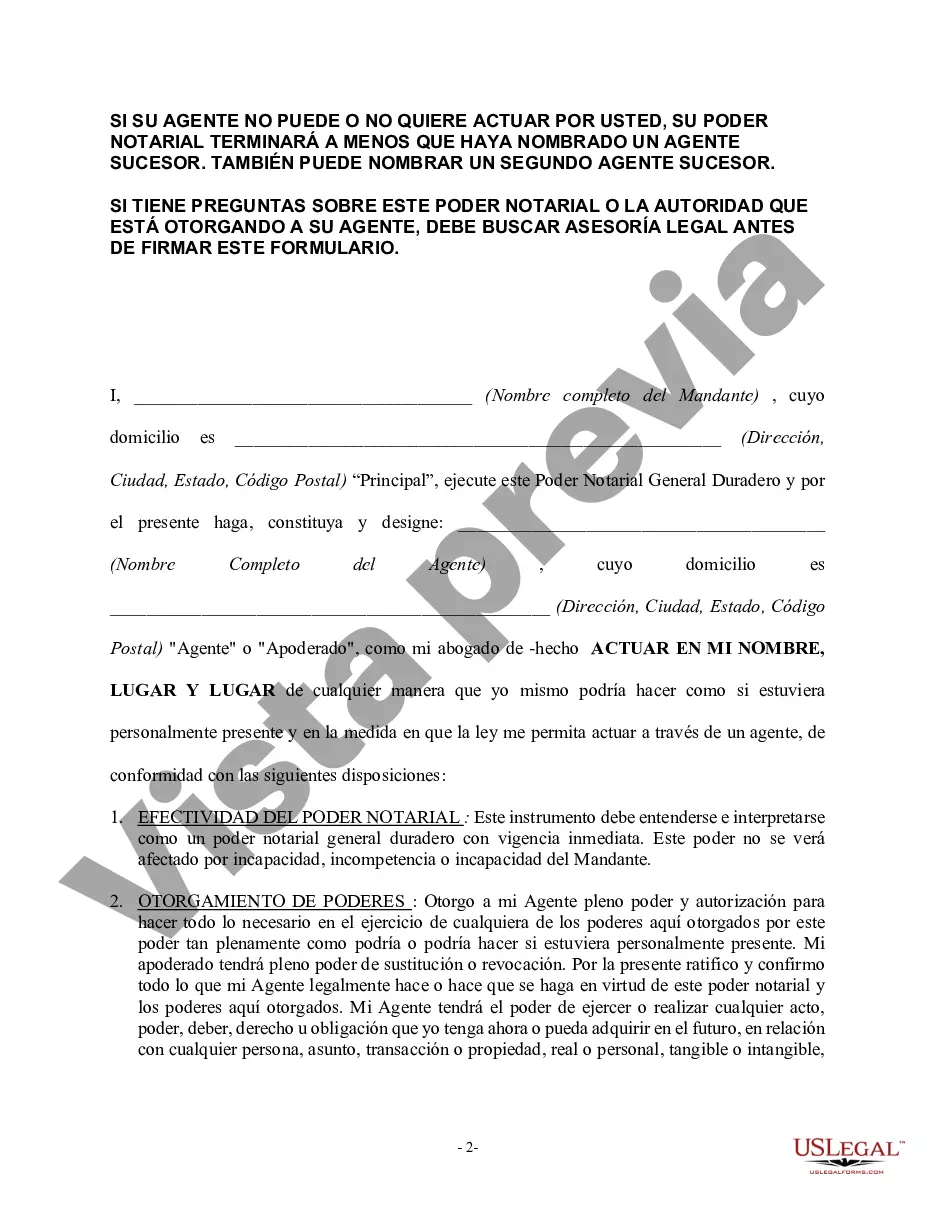Preview Poder General Duradero para Bienes y Finanzas o Financiero Efectivo Inmediatamente