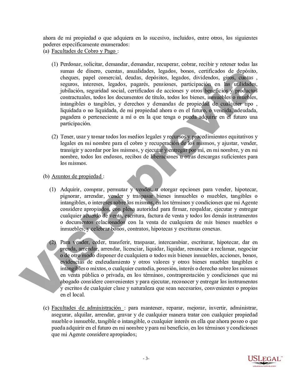Preview Poder General Duradero para Bienes y Finanzas o Financiero Efectivo Inmediatamente