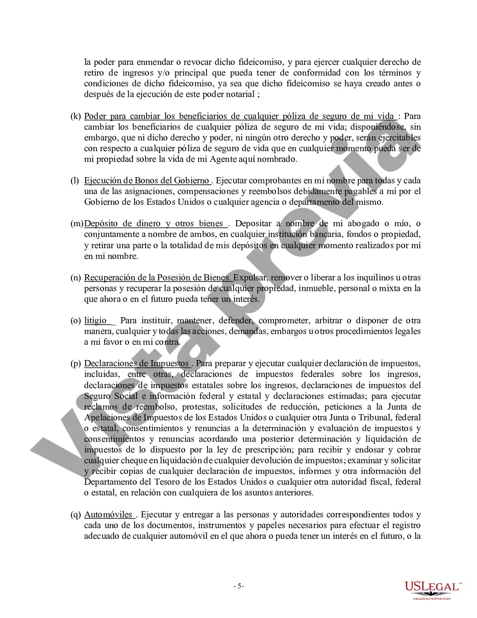 Preview Poder General Duradero para Bienes y Finanzas o Financiero Efectivo Inmediatamente
