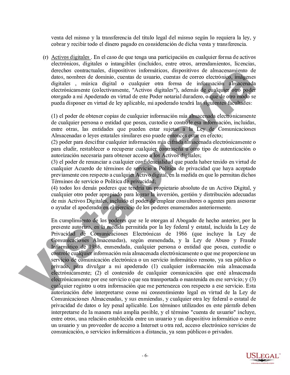 Preview Poder General Duradero para Bienes y Finanzas o Financiero Efectivo Inmediatamente