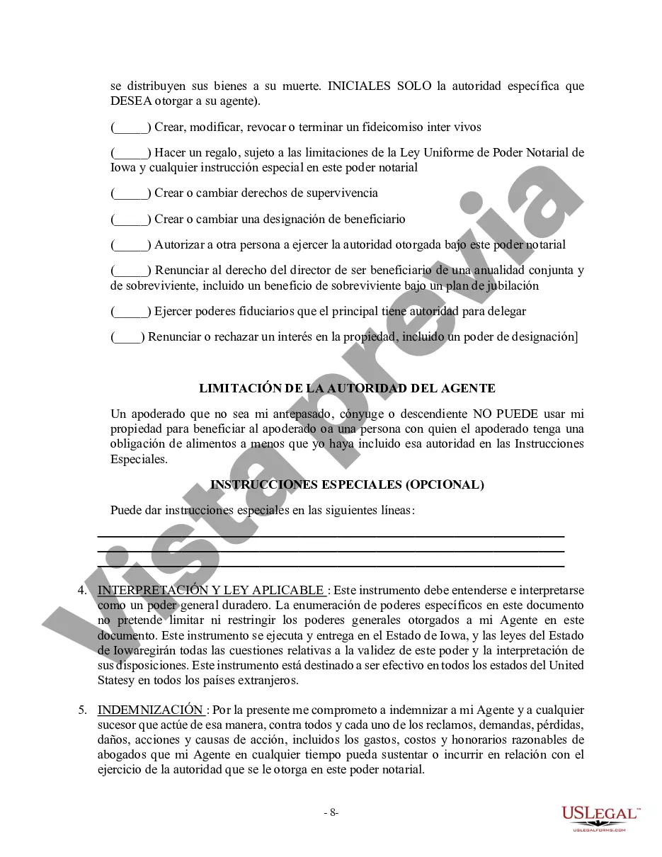 Preview Poder General Duradero para Bienes y Finanzas o Financiero Efectivo Inmediatamente