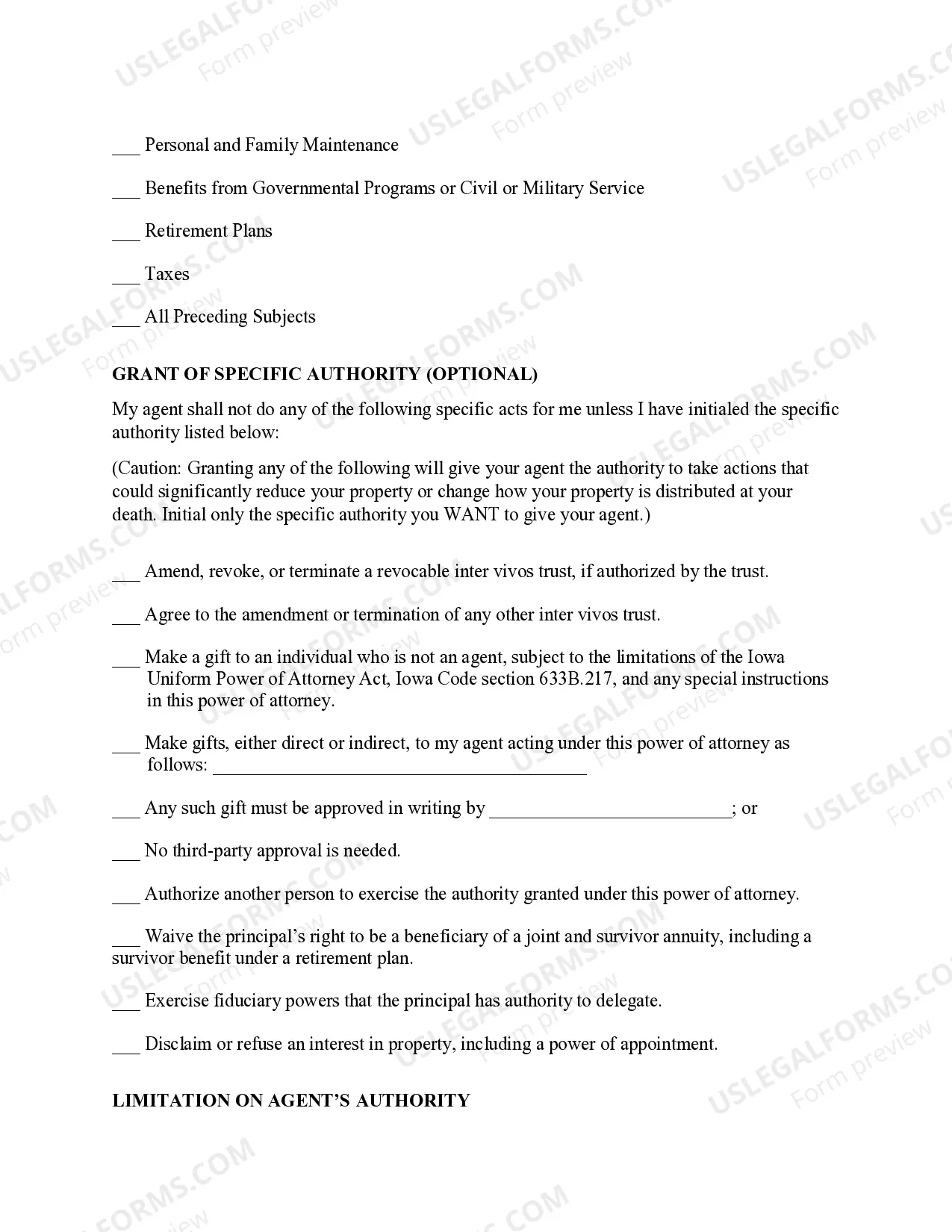 Preview Statutory General Power of Attorney