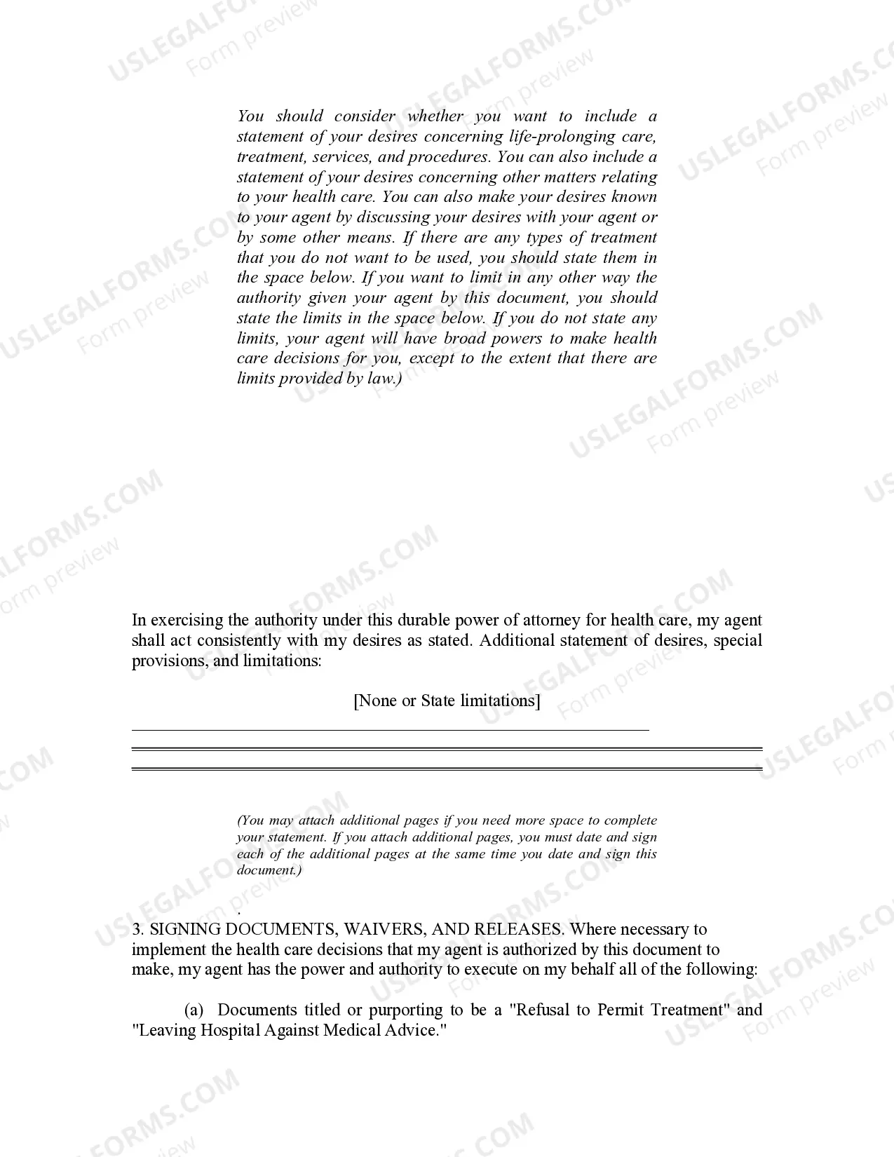 Preview Durable Power of Attorney for Health Care