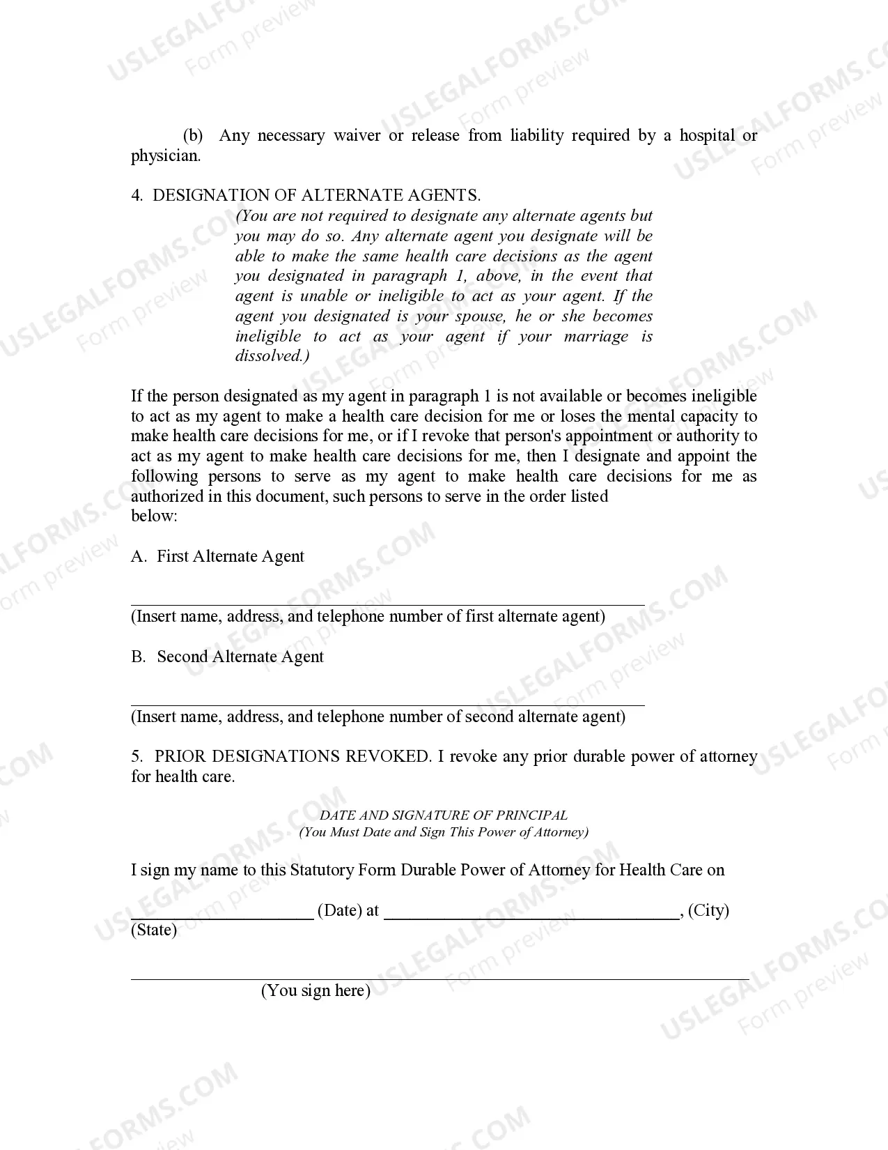 Preview Durable Power of Attorney for Health Care