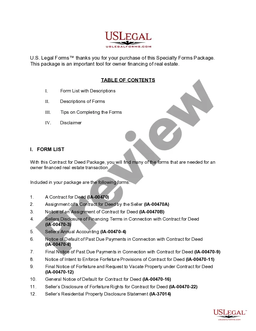 Preview Iowa Contract for Deed Package