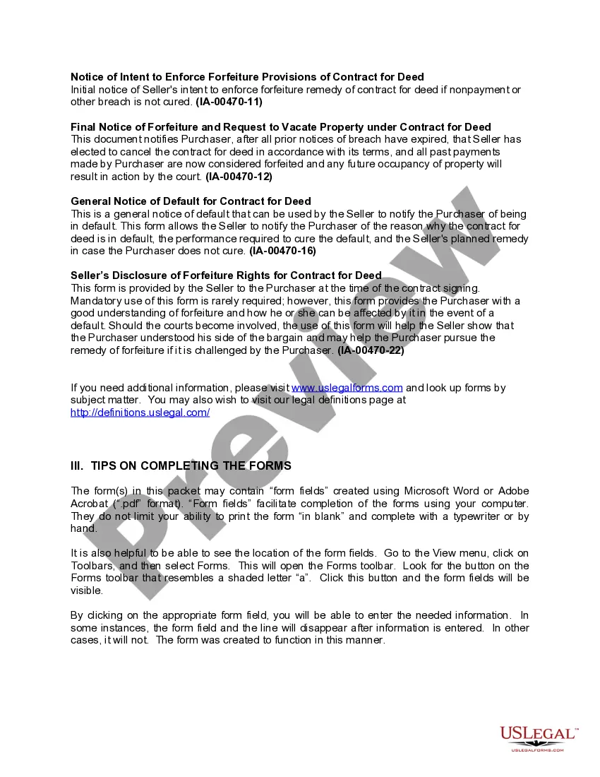 Preview Iowa Contract for Deed Package