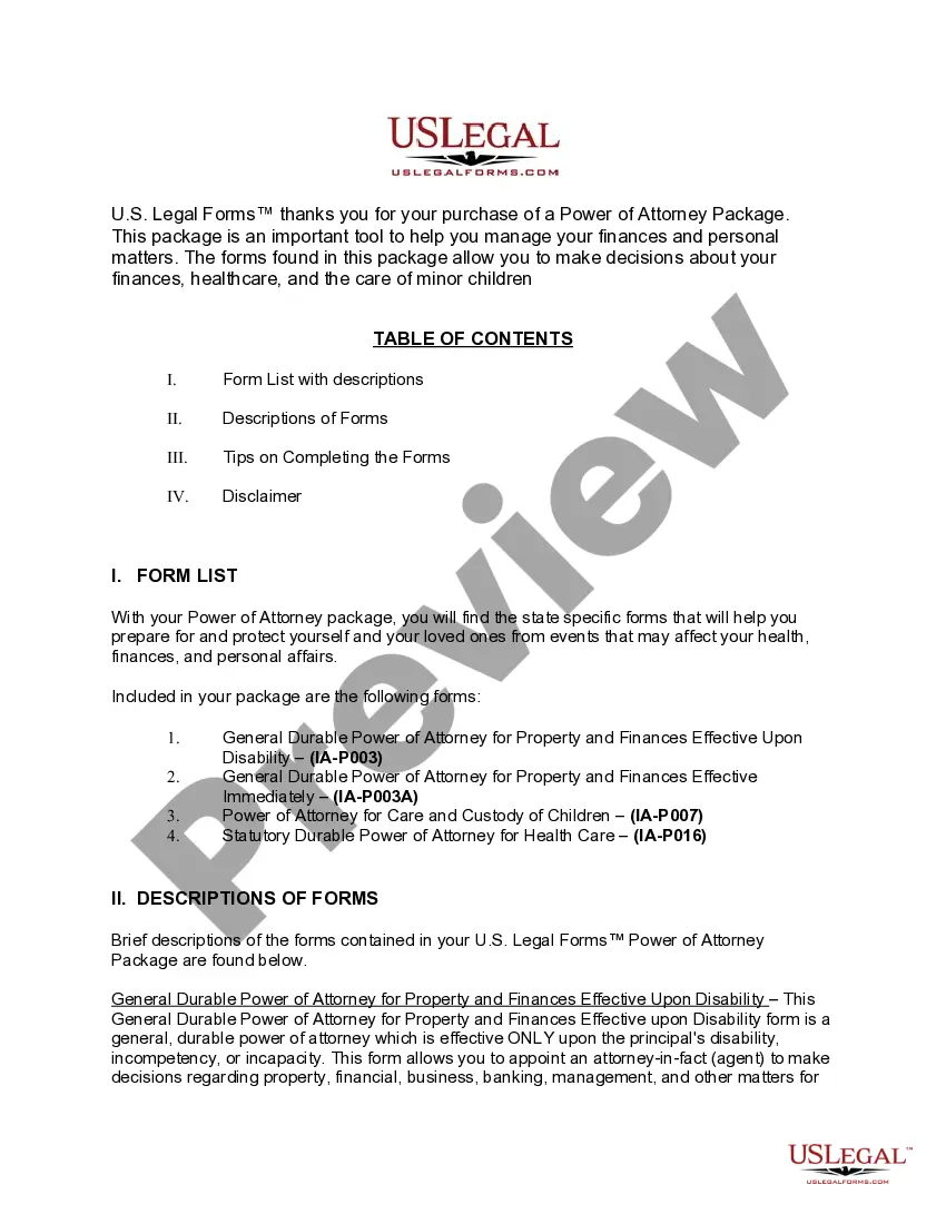 Get Iowa Power of Attorney Forms Package Preview Iowa Power of Attorney Forms Package