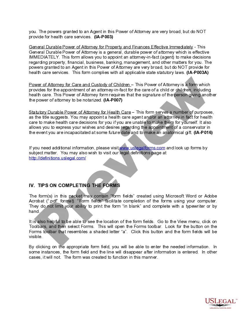 Get Iowa Power of Attorney Forms Package Preview Iowa Power of Attorney Forms Package