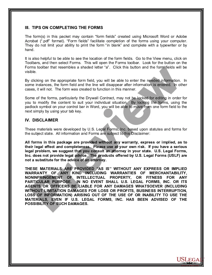 Preview Iowa Sheetrock Drywall Contractor Package