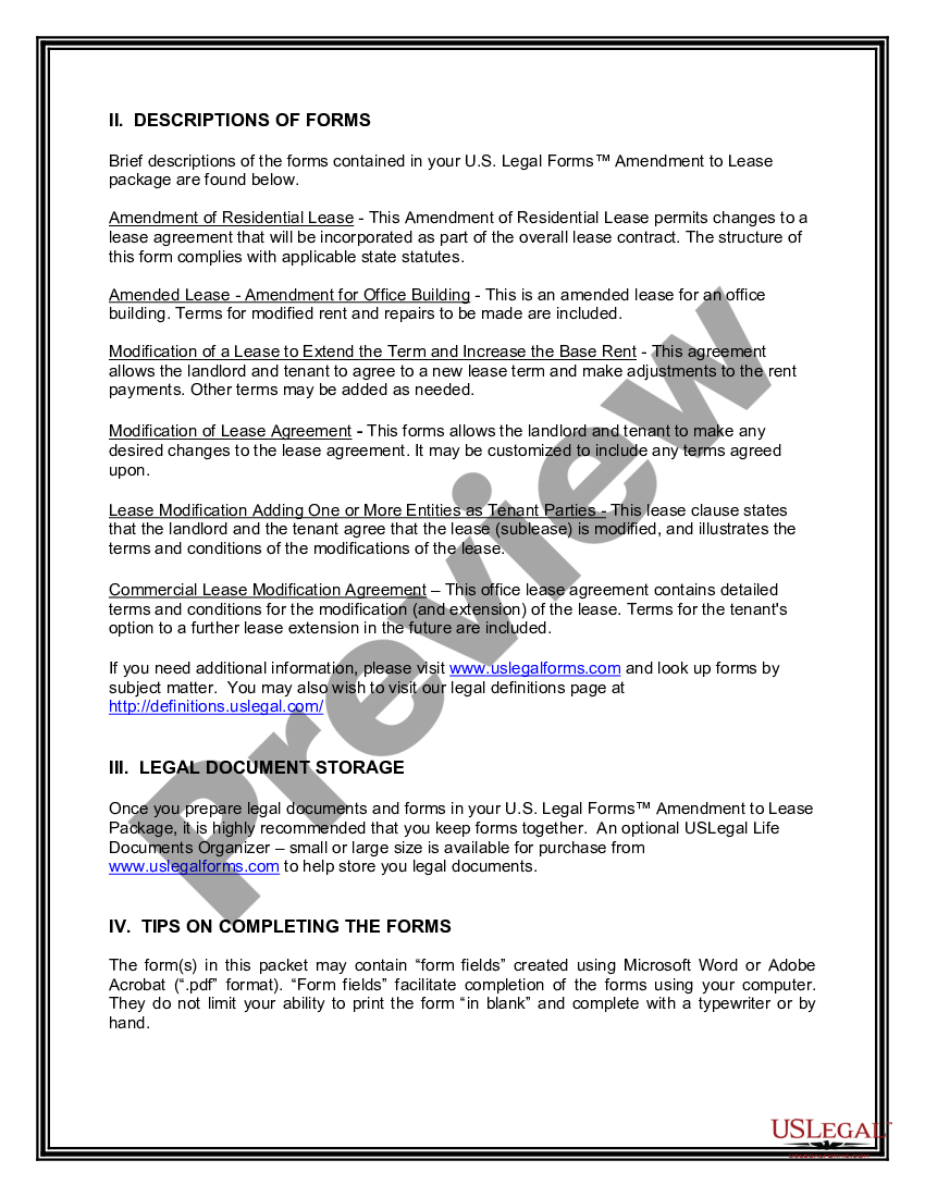 page 2 Amendment of Lease Package preview