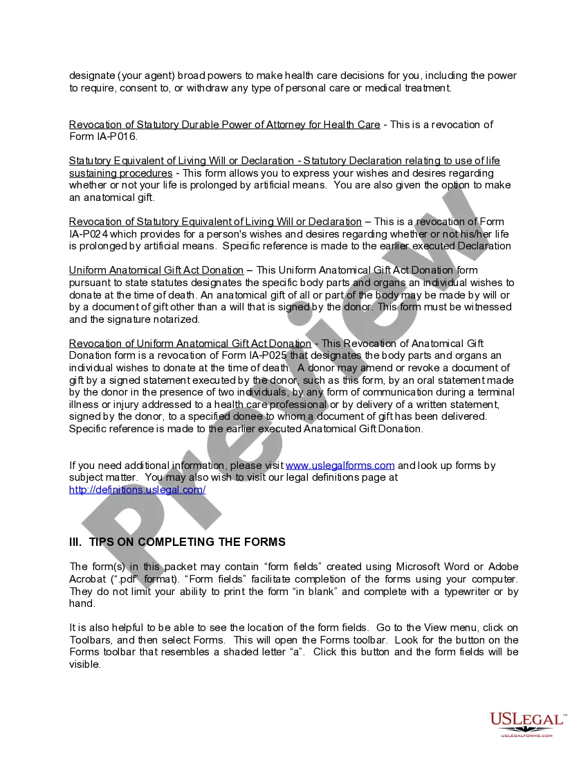 Preview Iowa Living Wills and Health Care Package