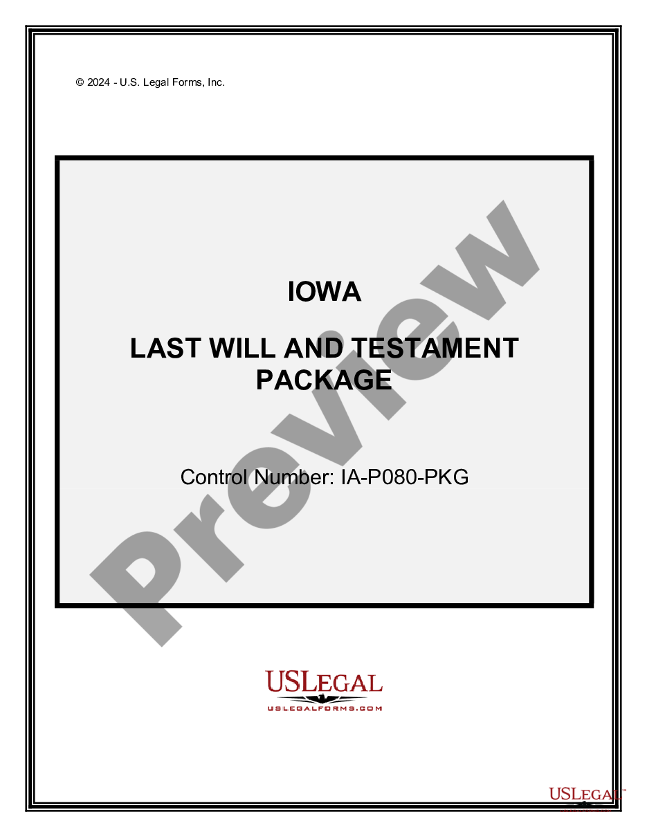 Iowa Last Will and Testament Package Basic Will Template US Legal Forms
